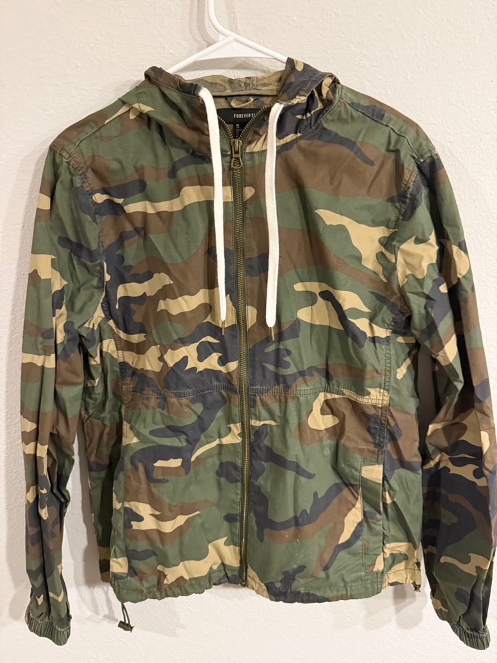 Forever 21 Men's Camouflage Hooded Windbreaker Jacket - Green & Brown